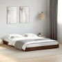 Estructura cama madera ingeniería metal marrón roble 135x190 cm de vidaXL, Camas y somieres - Ref: Foro24-845165, Precio: 90,...