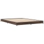 Estructura cama madera ingeniería metal marrón roble 135x190 cm de vidaXL, Camas y somieres - Ref: Foro24-845165, Precio: 90,...