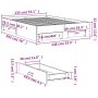 Cama con cajones madera de ingeniería negro 135x190 cm de vidaXL, Camas y somieres - Ref: Foro24-3280406, Precio: 170,46 €, D...