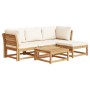 Juego de muebles jardín 5 pzas con cojines madera maciza acacia de vidaXL, Sofás modulares de exterior - Ref: Foro24-3214286,...