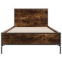 Estructura cama madera ingeniería metal roble ahumado 90x200 cm de vidaXL, Camas y somieres - Ref: Foro24-845519, Precio: 79,...