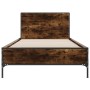 Estructura cama madera ingeniería metal roble humo 75x190 cm de vidaXL, Camas y somieres - Ref: Foro24-845559, Precio: 75,32 ...