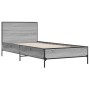 Estructura cama madera ingeniería metal gris Sonoma 100x200 cm de vidaXL, Camas y somieres - Ref: Foro24-845525, Precio: 84,6...