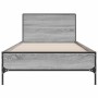 Estructura cama madera ingeniería metal gris Sonoma 100x200 cm de vidaXL, Camas y somieres - Ref: Foro24-845525, Precio: 84,6...