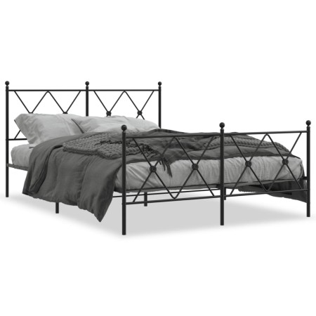 Estructura de cama cabecero y estribo metal negro 140x200 cm de vidaXL, Camas y somieres - Ref: Foro24-376521, Precio: 139,50...