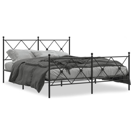 Estructura de cama cabecero y estribo metal negro 160x200 cm de vidaXL, Camas y somieres - Ref: Foro24-376523, Precio: 136,31...
