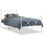 Estructura cama metal con cabecero y pie cama blanca 90x190 cm de vidaXL, Camas y somieres - Ref: Foro24-376561, Precio: 76,0...
