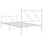 Estructura cama metal con cabecero y pie cama blanca 90x190 cm de vidaXL, Camas y somieres - Ref: Foro24-376561, Precio: 76,0...