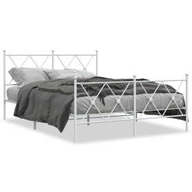 Estructura cama con cabecero y estribo metal blanco 137x190 cm de vidaXL, Camas y somieres - Ref: Foro24-376568, Precio: 108,...