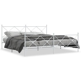 Estructura cama metal con cabecero y pie cama blanco 193x203 cm de vidaXL, Camas y somieres - Ref: Foro24-376575, Precio: 142...