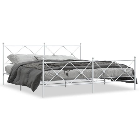 Estructura cama metal con cabecero y pie cama blanco 193x203 cm de vidaXL, Camas y somieres - Ref: Foro24-376575, Precio: 142...
