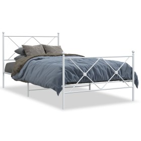 Estructura cama metal cabecero y estribo blanca 100x190 cm de vidaXL, Camas y somieres - Ref: Foro24-376563, Precio: 76,34 €,...