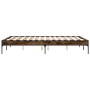 Estructura cama madera ingeniería metal roble ahumado 120x190cm de vidaXL, Camas y somieres - Ref: Foro24-845048, Precio: 80,...