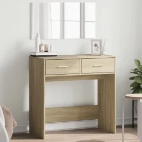 Tocador con espejo color roble Sonoma 80x39x80 cm de vidaXL, Tocadores para dormitorios - Ref: Foro24-840704, Precio: 84,55 €...