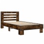 Estructura cama madera ingeniería metal roble ahumado 90x200 cm de vidaXL, Camas y somieres - Ref: Foro24-845654, Precio: 92,...
