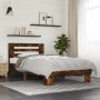 Estructura cama madera ingeniería metal roble ahumado 90x200 cm de vidaXL, Camas y somieres - Ref: Foro24-845654, Precio: 92,...