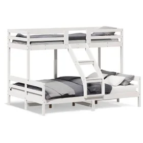 Solid white pine wood bunk bed 90x200/140x200 cm by vidaXL, Beds and slatted bases - Ref: Foro24-3207174, Price: 361,00 €, Di...