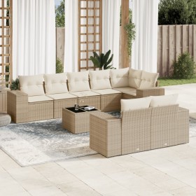 Set de sofás de jardín 9 pzas con cojines ratán sintético beige en Conjuntos de jardín | Comprar online en Foru.es