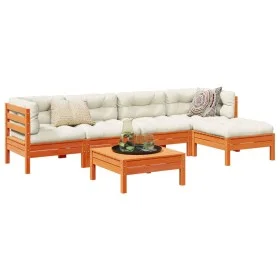 6-piece garden sofa set with wax-brown pine wood cushions by vidaXL, Garden sets - Ref: Foro24-3299405, Price: 481,60 €, Disc...