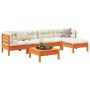 Set de sofás jardín 6 pzas con cojines madera pino marrón cera de vidaXL, Conjuntos de jardín - Ref: Foro24-3299405, Precio: ...