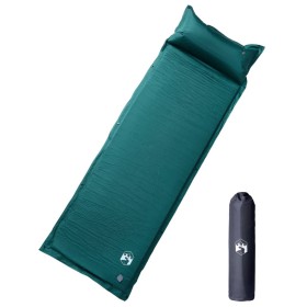 Colchón de camping autoinflable con almohada 1 persona verde de vidaXL, Colchones de aire - Ref: Foro24-4007126, Precio: 36,6...