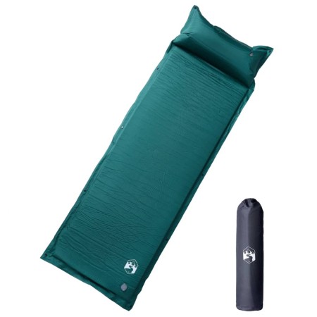 Colchón de camping autoinflable con almohada 1 persona verde de vidaXL, Colchones de aire - Ref: Foro24-4007126, Precio: 36,6...