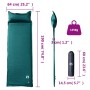 Colchón de camping autoinflable con almohada 1 persona verde de vidaXL, Colchones de aire - Ref: Foro24-4007126, Precio: 36,6...