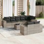 Set muebles jardín 9 pzas y cojines ratán sintético gris claro en Conjuntos de jardín | Comprar online en Foru.es