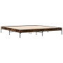 Estructura cama madera ingeniería metal roble ahumado 180x200cm de vidaXL, Camas y somieres - Ref: Foro24-845003, Precio: 114...