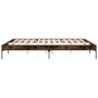 Estructura cama madera ingeniería metal roble ahumado 180x200cm de vidaXL, Camas y somieres - Ref: Foro24-845003, Precio: 114...