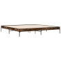 Estructura cama madera ingeniería metal roble ahumado 180x200cm de vidaXL, Camas y somieres - Ref: Foro24-845003, Precio: 114...