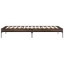 Estructura cama madera ingeniería metal marrón roble 90x190 cm de vidaXL, Camas y somieres - Ref: Foro24-845055, Precio: 62,6...