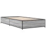 Estructura cama madera ingeniería metal gris Sonoma 90x190 cm de vidaXL, Camas y somieres - Ref: Foro24-845119, Precio: 87,45...