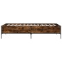 Estructura cama madera ingeniería metal roble humo 100x200 cm de vidaXL, Camas y somieres - Ref: Foro24-844963, Precio: 76,34...
