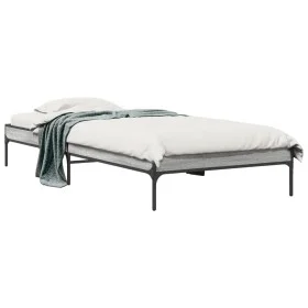 Sonoma gray metal engineered wood bed frame 90x200 cm by vidaXL, Beds and slatted bases - Ref: Foro24-845034, Price: 63,69 €,...