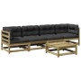Set de sofás jardín 5 pzas con cojines madera pino impregnada de vidaXL, Conjuntos de jardín - Ref: Foro24-3299278, Precio: 4...