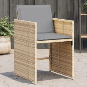 Gartensessel mit Kissen 4 Einheiten beige synthetische Rattanmischung von vidaXL, Gartenstühle - Ref: Foro24-4007461, Preis: ...