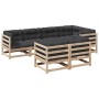 Set de sofás jardín 7 pzas con cojines madera maciza pino de vidaXL, Conjuntos de jardín - Ref: Foro24-3299493, Precio: 709,6...