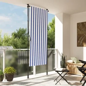Persiana enrollable exterior tela acero azul blanco 120x270 cm de vidaXL, Toldos - Ref: Foro24-368765, Precio: 48,67 €, Descu...