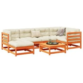 7-piece garden sofa set with wax-brown pine wood cushions by vidaXL, Garden sets - Ref: Foro24-3299535, Price: 726,67 €, Disc...