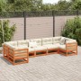 Set de sofás jardín 7 pzas con cojines madera pino marrón cera de vidaXL, Conjuntos de jardín - Ref: Foro24-3299619, Precio: ...