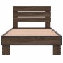 Estructura cama madera ingeniería metal roble marrón 75x190 cm de vidaXL, Camas y somieres - Ref: Foro24-845751, Precio: 67,3...