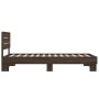 Estructura cama madera ingeniería metal roble marrón 75x190 cm de vidaXL, Camas y somieres - Ref: Foro24-845751, Precio: 67,3...