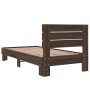 Estructura cama madera ingeniería metal roble marrón 75x190 cm de vidaXL, Camas y somieres - Ref: Foro24-845751, Precio: 67,3...