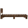 Estructura cama madera ingeniería metal roble humo 100x200 cm de vidaXL, Camas y somieres - Ref: Foro24-845739, Precio: 107,4...