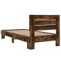 Estructura cama madera ingeniería metal roble humo 100x200 cm de vidaXL, Camas y somieres - Ref: Foro24-845739, Precio: 107,4...