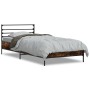 Estructura cama madera ingeniería metal roble ahumado 90x200 cm de vidaXL, Camas y somieres - Ref: Foro24-845584, Precio: 75,...