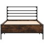 Estructura cama madera ingeniería metal roble ahumado 90x200 cm de vidaXL, Camas y somieres - Ref: Foro24-845584, Precio: 75,...