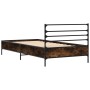 Estructura cama madera ingeniería metal roble ahumado 90x200 cm de vidaXL, Camas y somieres - Ref: Foro24-845584, Precio: 75,...
