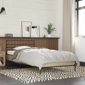 Sonoma oak metal engineered wood bed frame 90x190 cm by vidaXL, Beds and slatted bases - Ref: Foro24-845628, Price: 74,61 €, ...